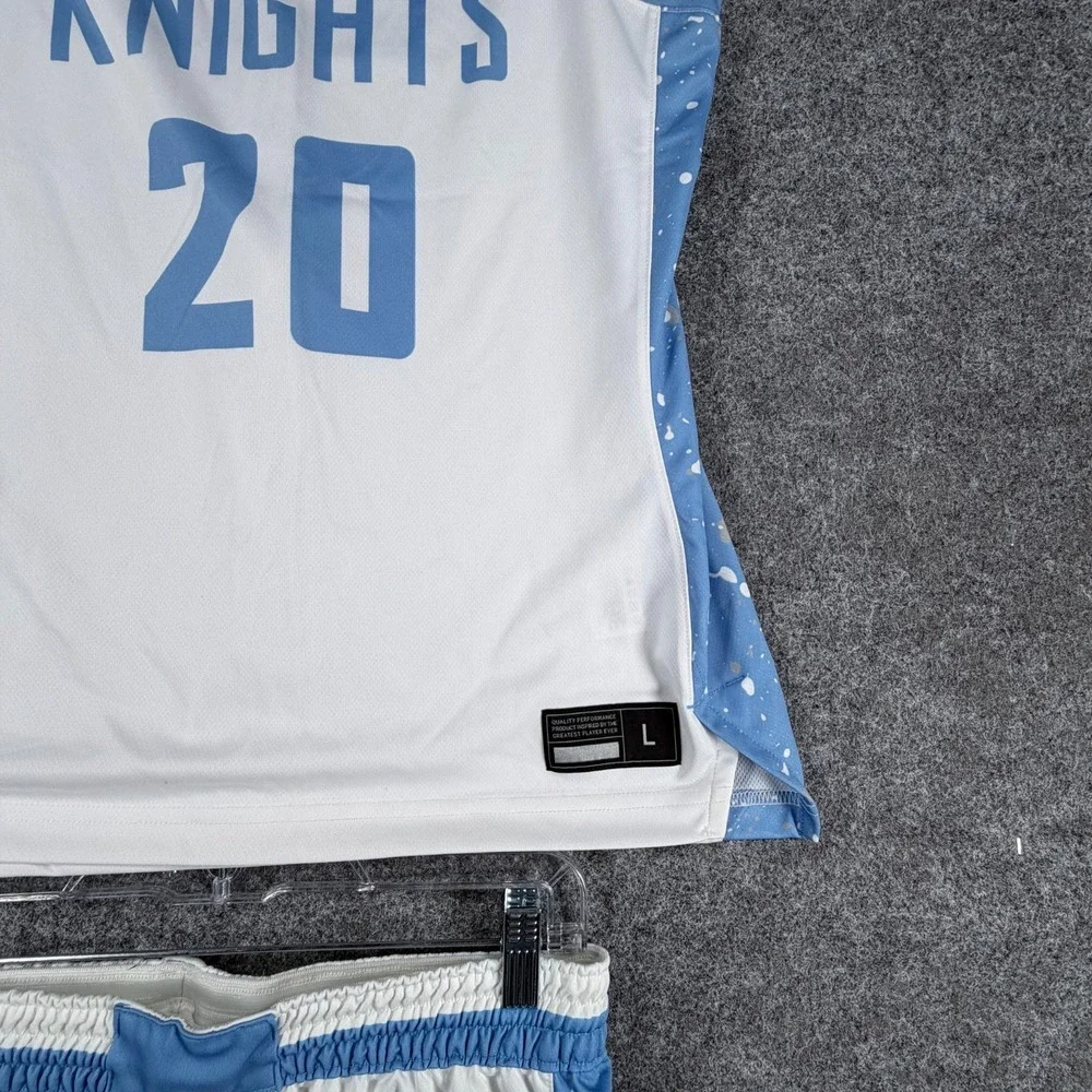 Air Jordan Basketball Jersey & Shorts Men L/M White Blue Performance Knights #20